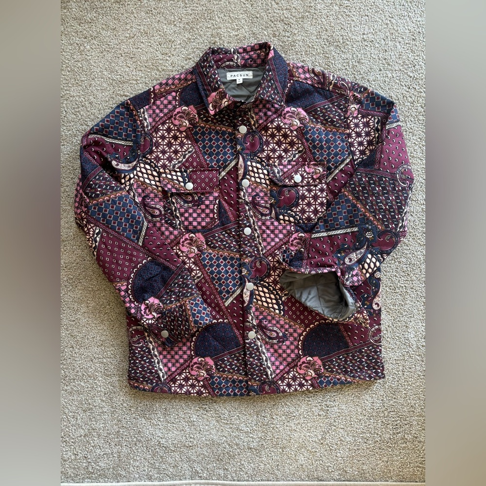PacSun Quilted Shirt Jacket Men’s Multi Color Paisley Size Medium - Picture 5 of 13